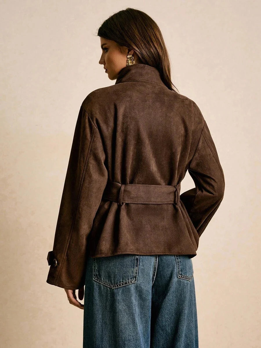 Vivienne Peplum Belted Stand Collar Collared Jacket - view 3