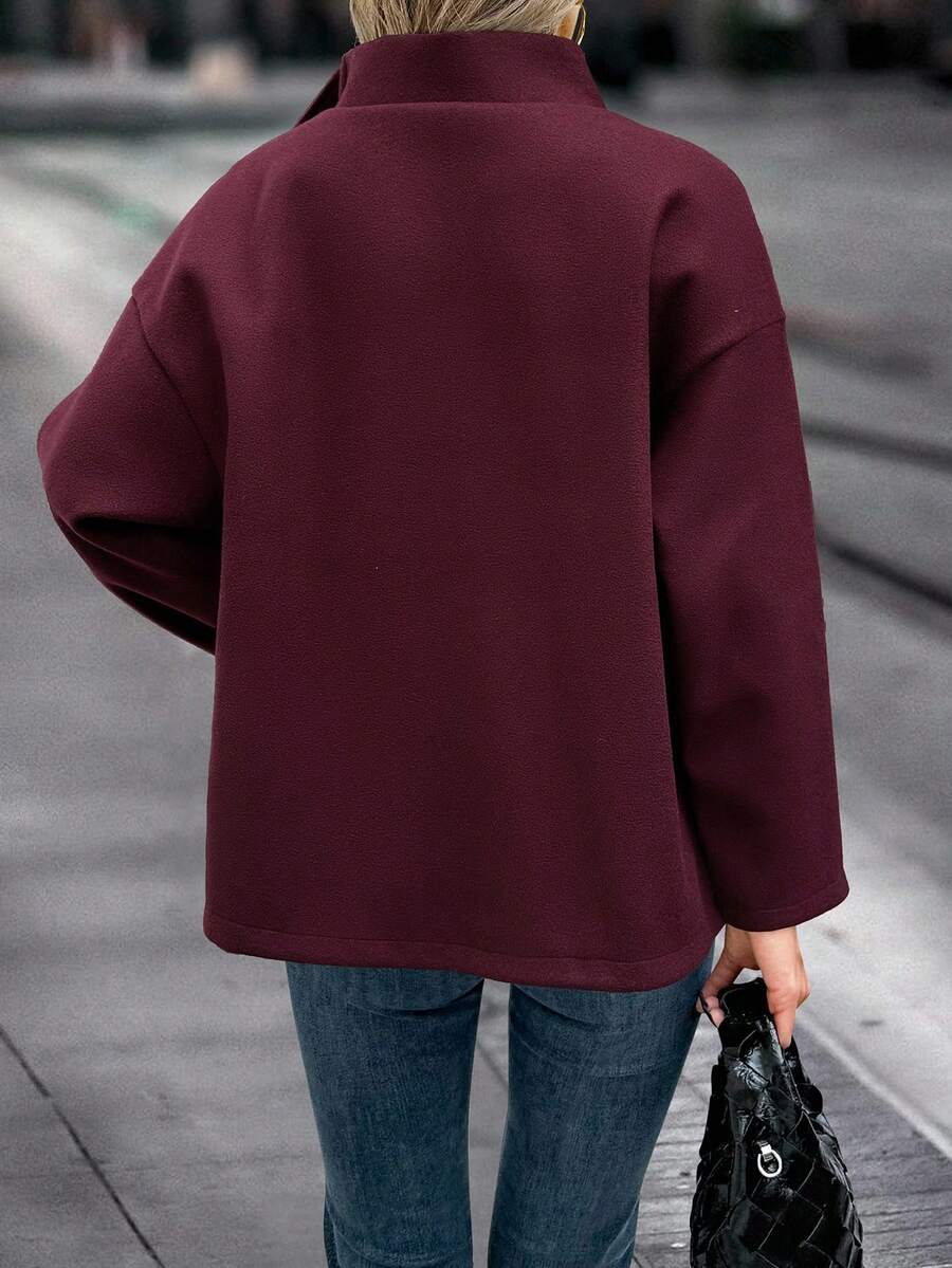 Rita Cropped Stand Collar Collared Longline Overcoat - view 5