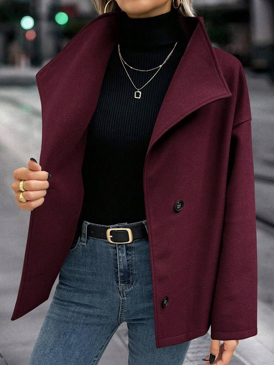 Rita Cropped Stand Collar Collared Longline Overcoat - view 7