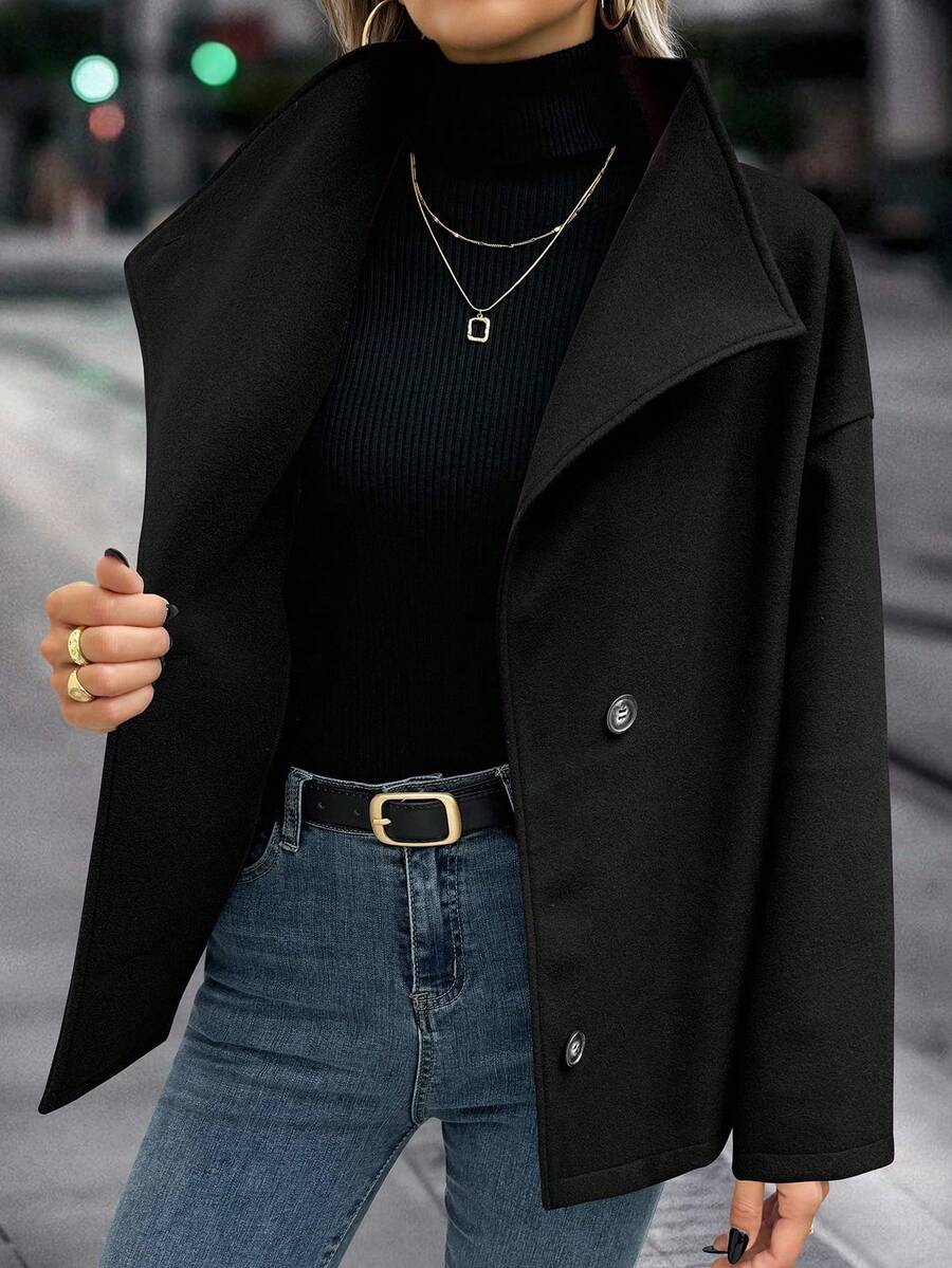 Rita Cropped Stand Collar Collared Longline Overcoat - view 10