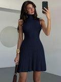Freya Ribbed High Neck Mini Dress - view 11