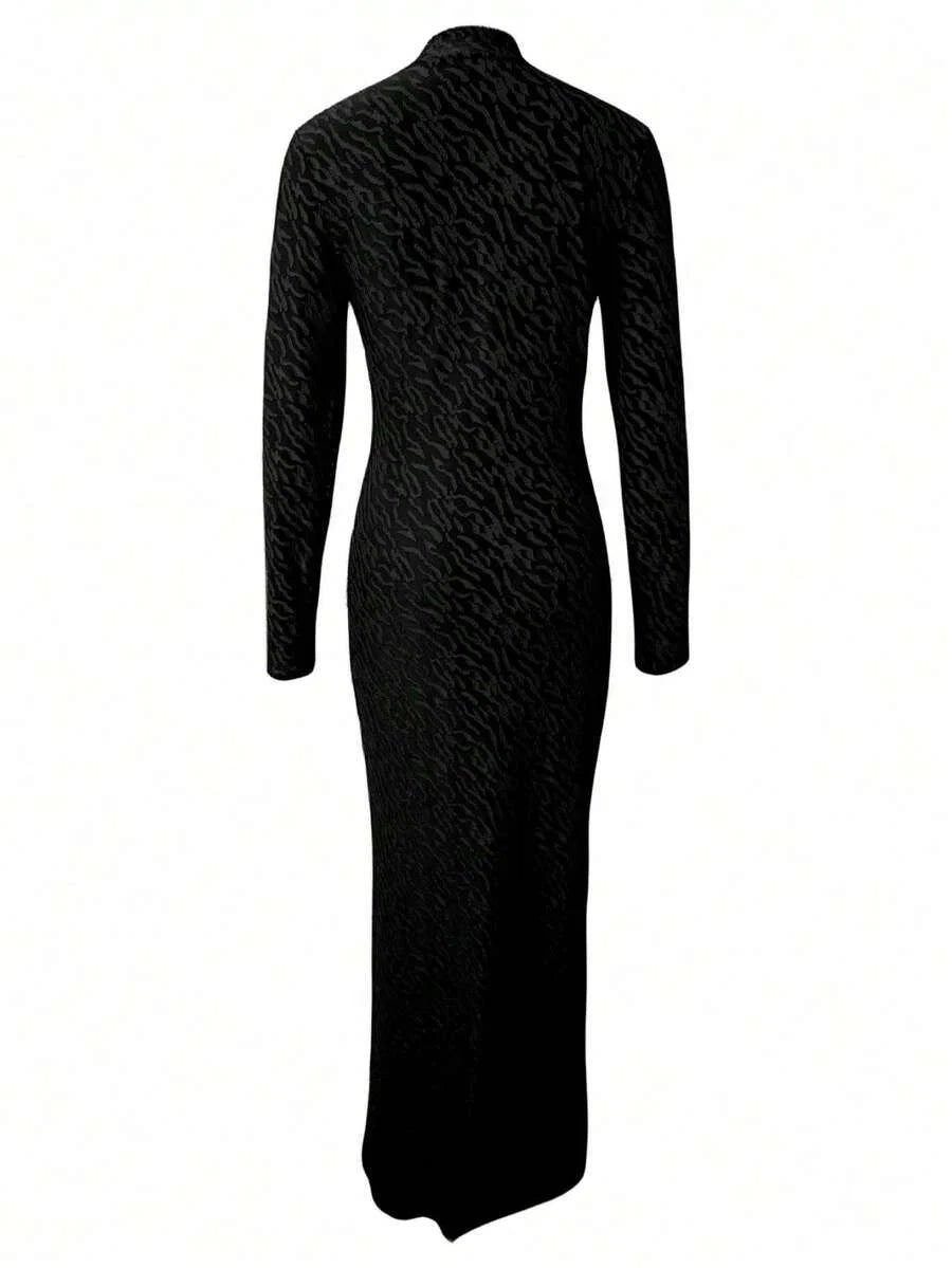 Thea Textured High Neck Maxi Dress - view 7