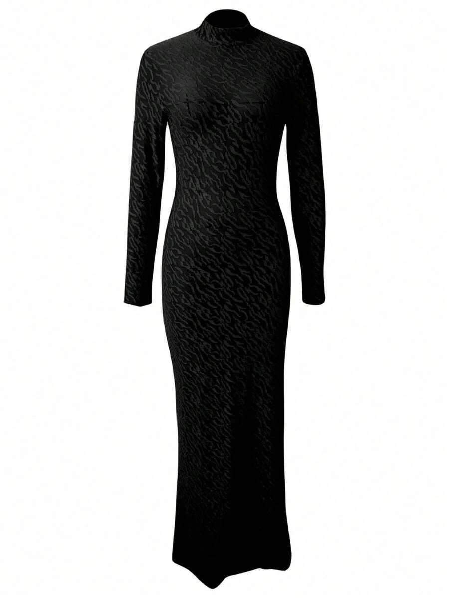 Thea Textured High Neck Maxi Dress - view 8