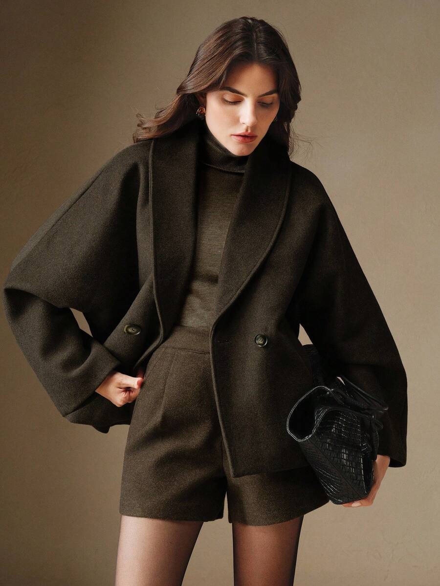 Rosalind Double Breasted Shawl Collar Collared Jacket - front view