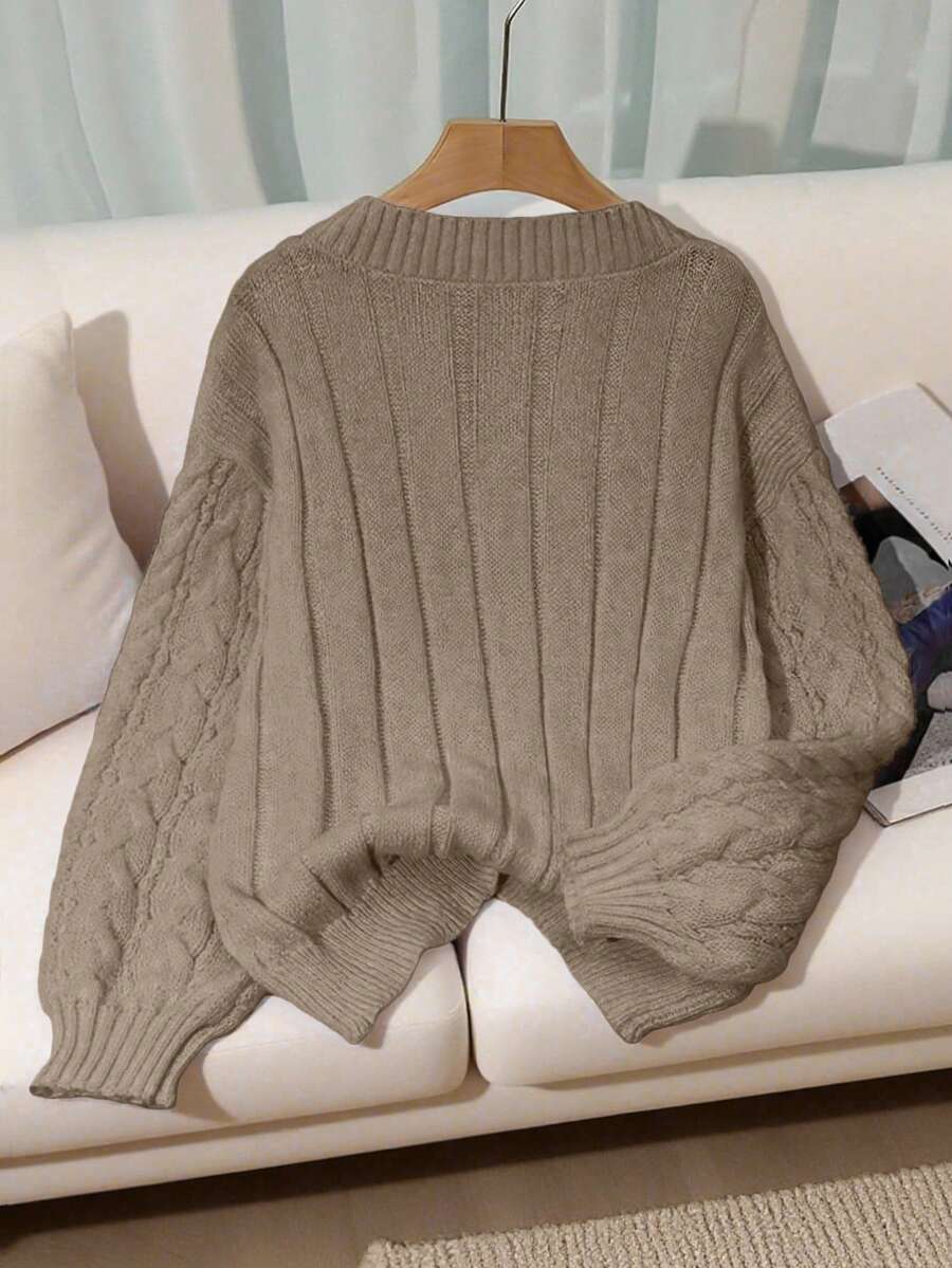 Petra Cable Knit Ribbed Chunky Knit Sweater - view 7