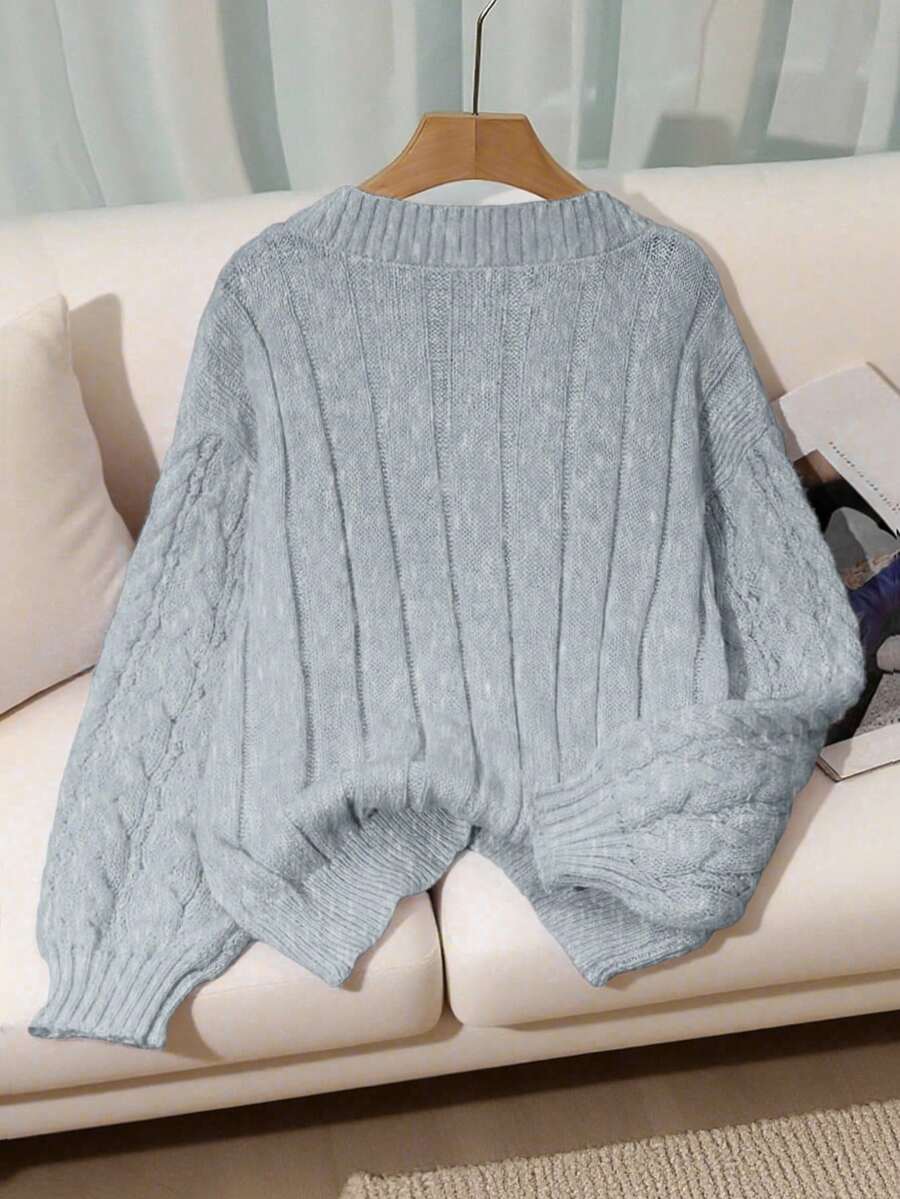 Petra Cable Knit Ribbed Chunky Knit Sweater - view 9