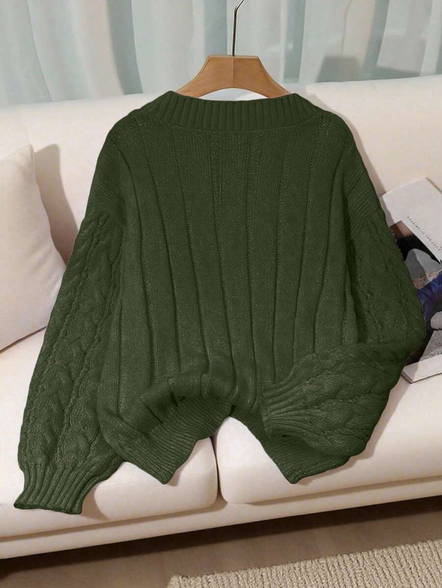 Petra Cable Knit Ribbed Chunky Knit Sweater - view 15