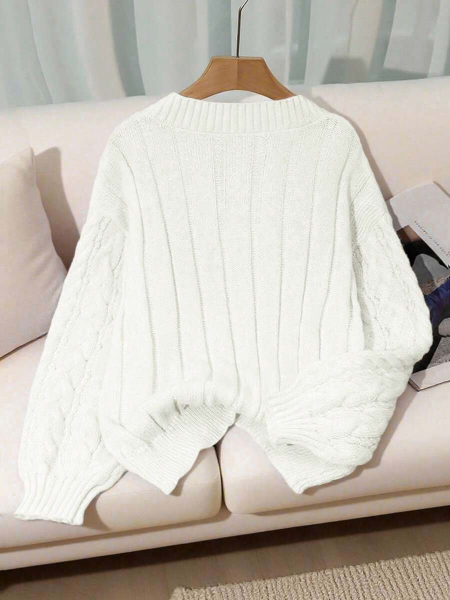 Petra Cable Knit Ribbed Chunky Knit Sweater - view 13
