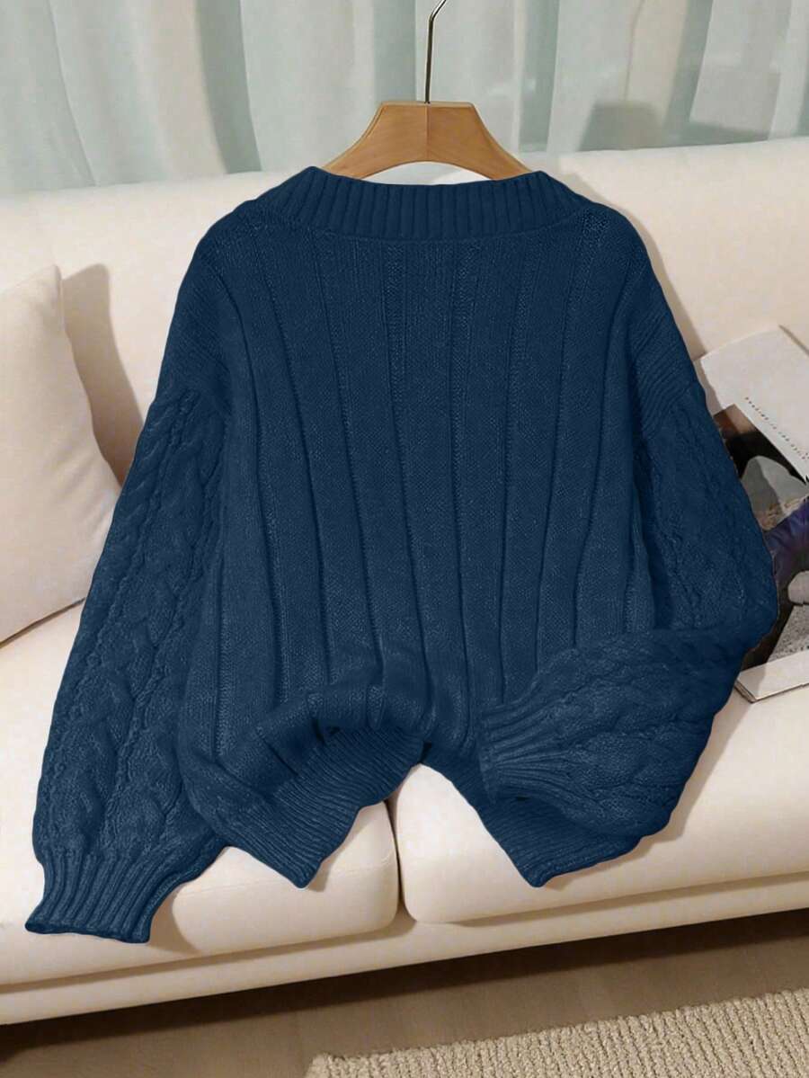 Petra Cable Knit Ribbed Chunky Knit Sweater - view 11