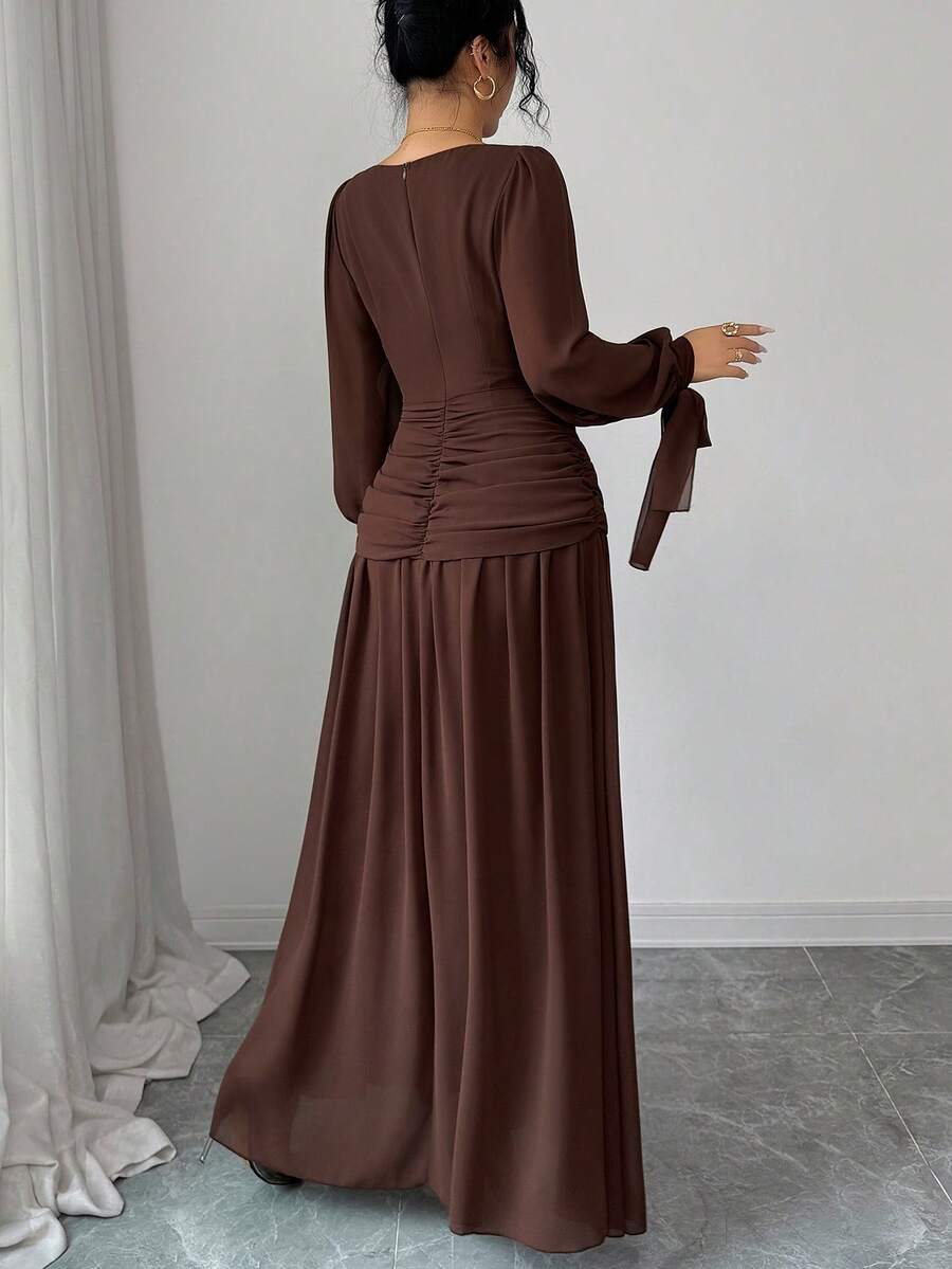 Sophia Long Sleeve Ruched Maxi Dress - view 2