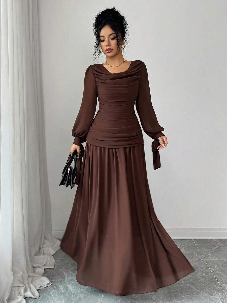Sophia Long Sleeve Ruched Maxi Dress - view 4