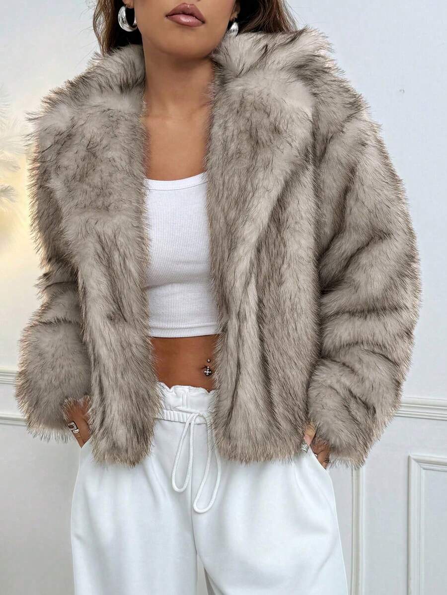 Genevieve Cropped Drop Shoulder Collared Layered Jacket - front view