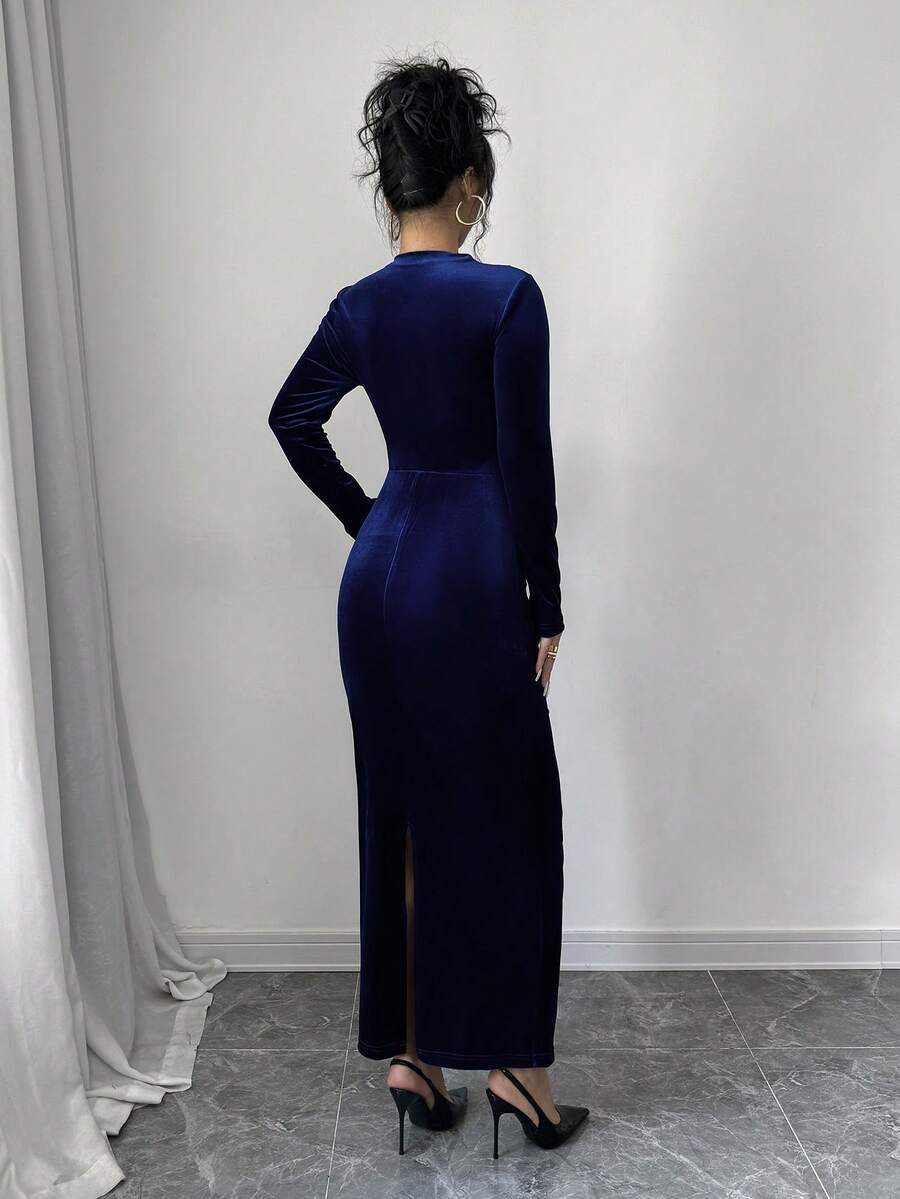 Wren Stand Collar Ruched Collared Maxi Dress - view 18