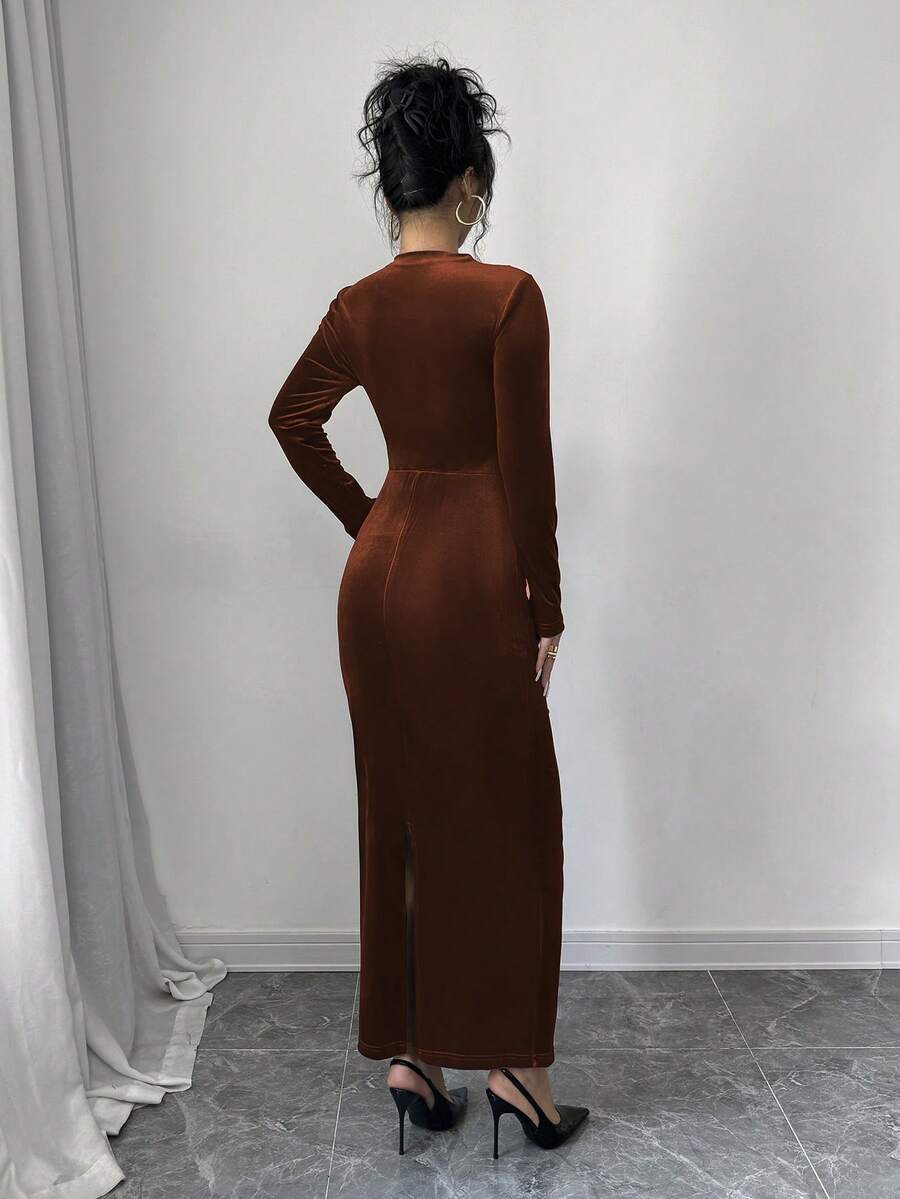 Wren Stand Collar Ruched Collared Maxi Dress - view 15