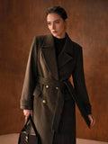 Manon Belted Double Breasted Collared Longline Overcoat - front view