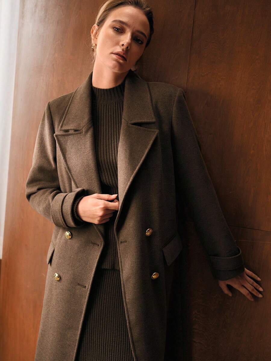 Manon Belted Double Breasted Collared Longline Overcoat - view 4