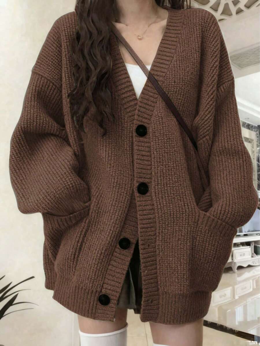 Klara Chunky Knit Button Front Cardigan - front view