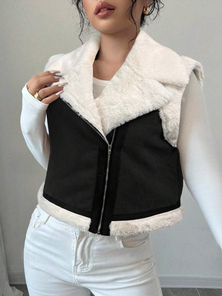 Violet Cropped Zip Front Collared Vest - view 11