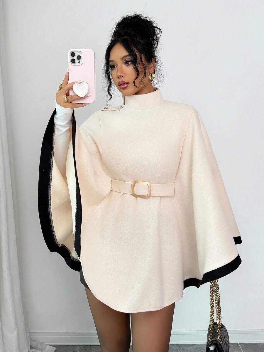 Greta Belted Flare Sleeve Poncho Cape - view 5