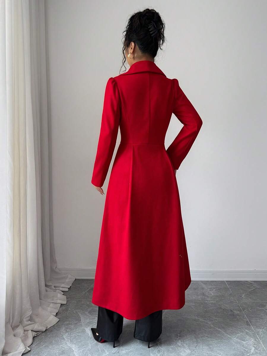 Celine Split Hem Cinched Waist Longline Overcoat - view 2