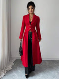 Celine Split Hem Cinched Waist Longline Overcoat - front view