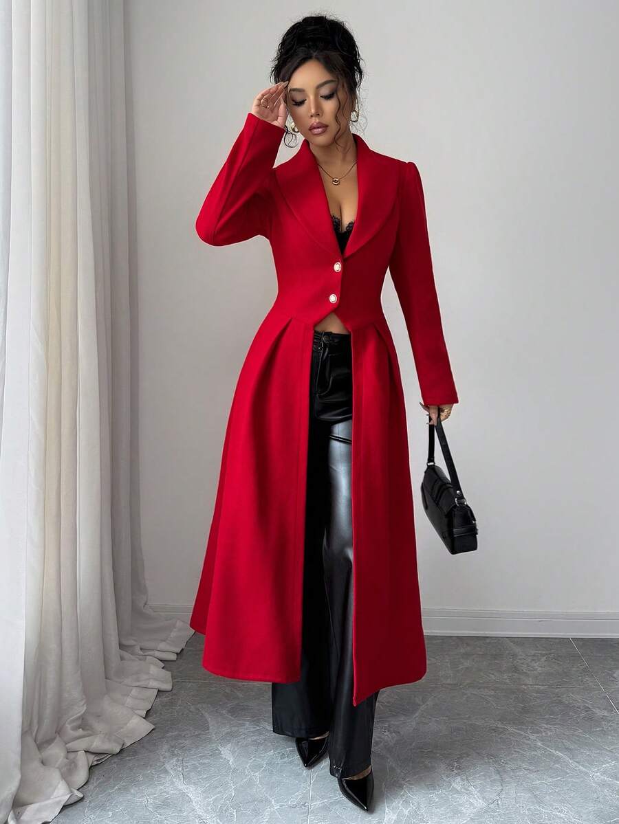 Celine Split Hem Cinched Waist Longline Overcoat - view 4