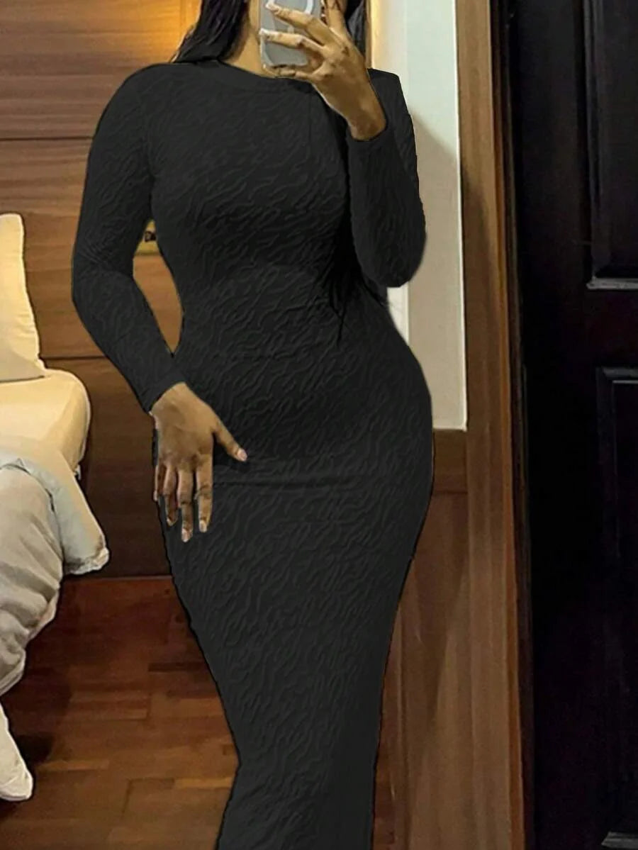Thea Textured High Neck Maxi Dress - view 6