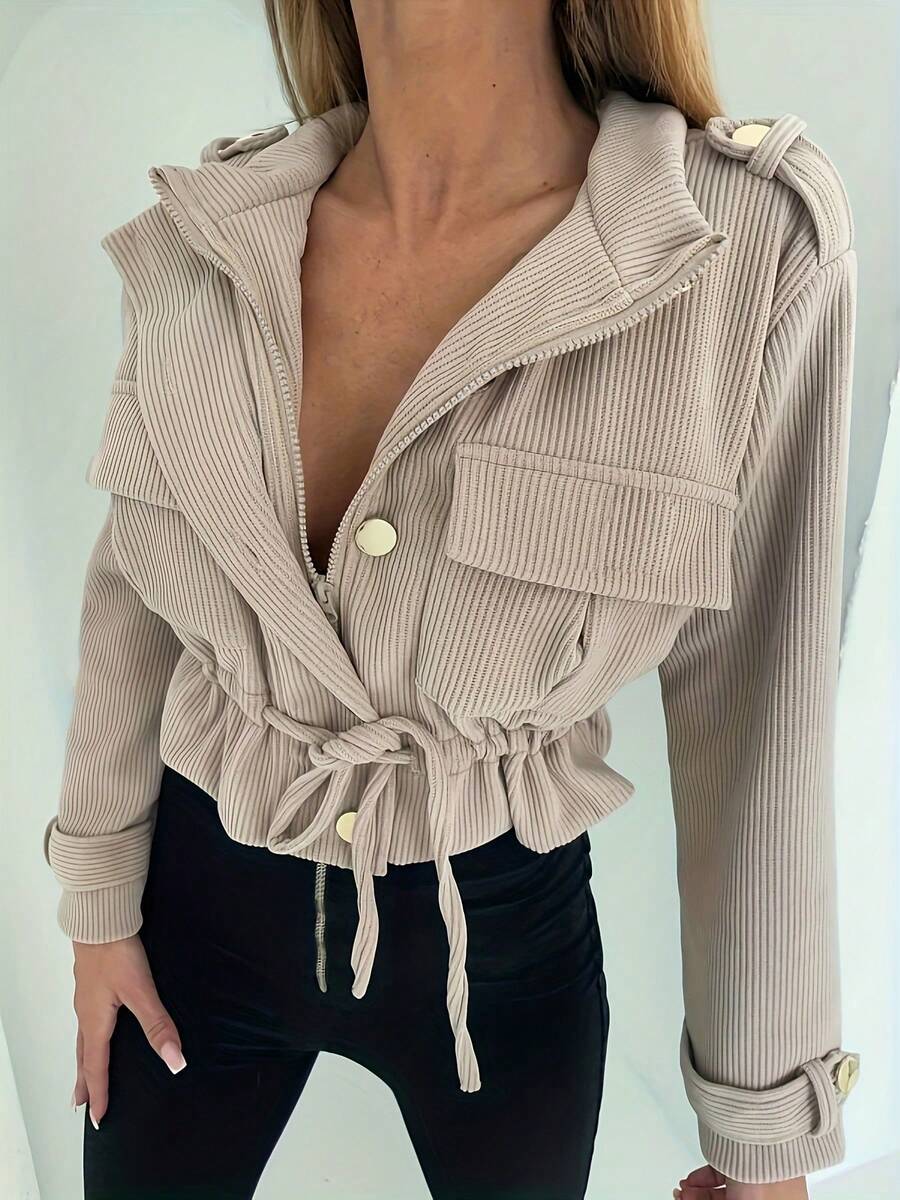 Seraphine Ribbed Cropped Zip Front Jacket - view 3