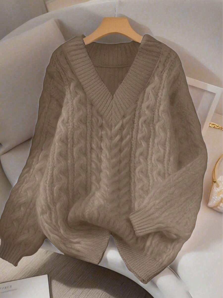 Petra Cable Knit Ribbed Chunky Knit Sweater - view 6