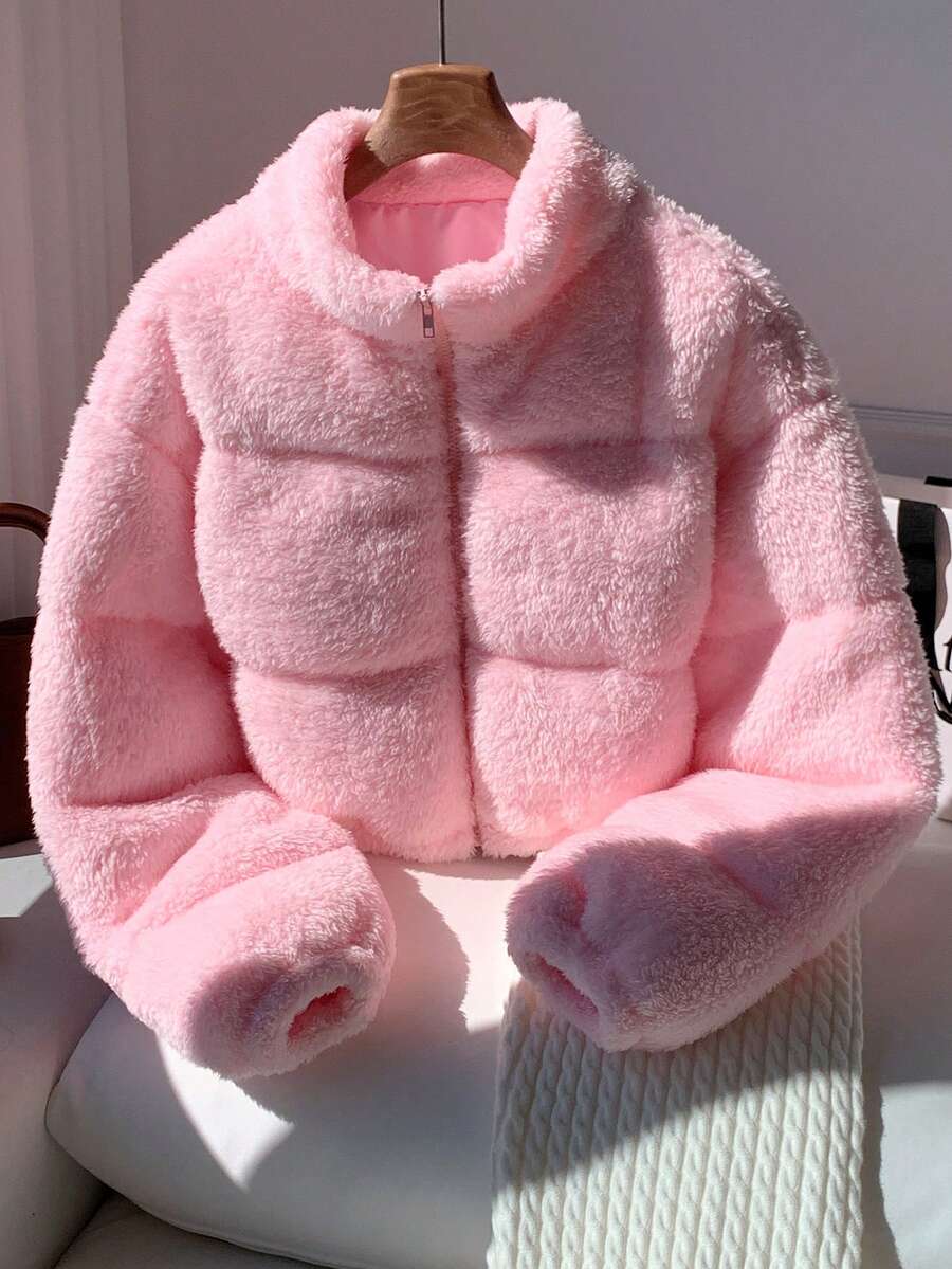Anya Cropped Stand Collar Collared Puffer Jacket - front view