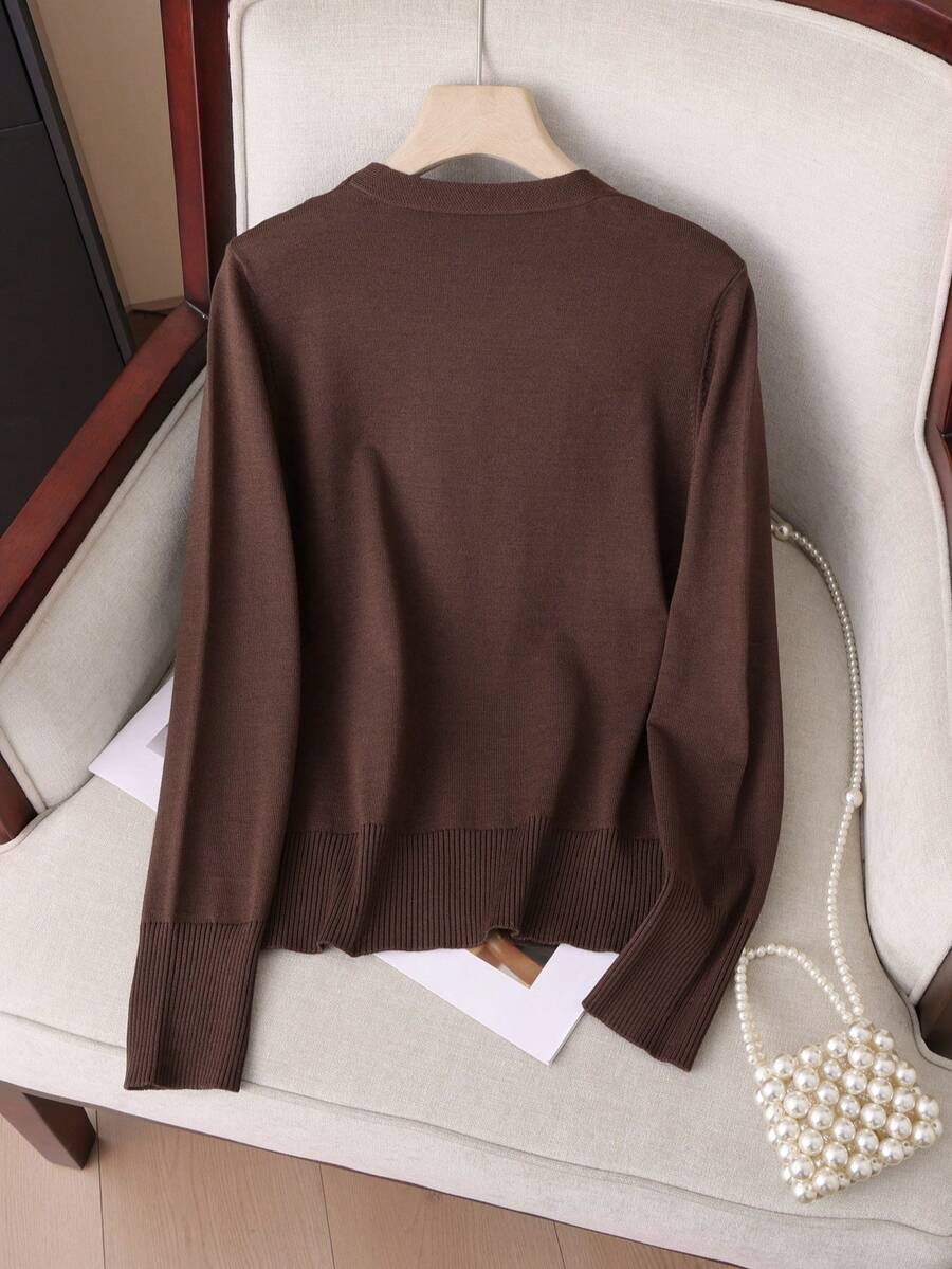 Ida Ribbed Button Front V Neck Cardigan - view 20