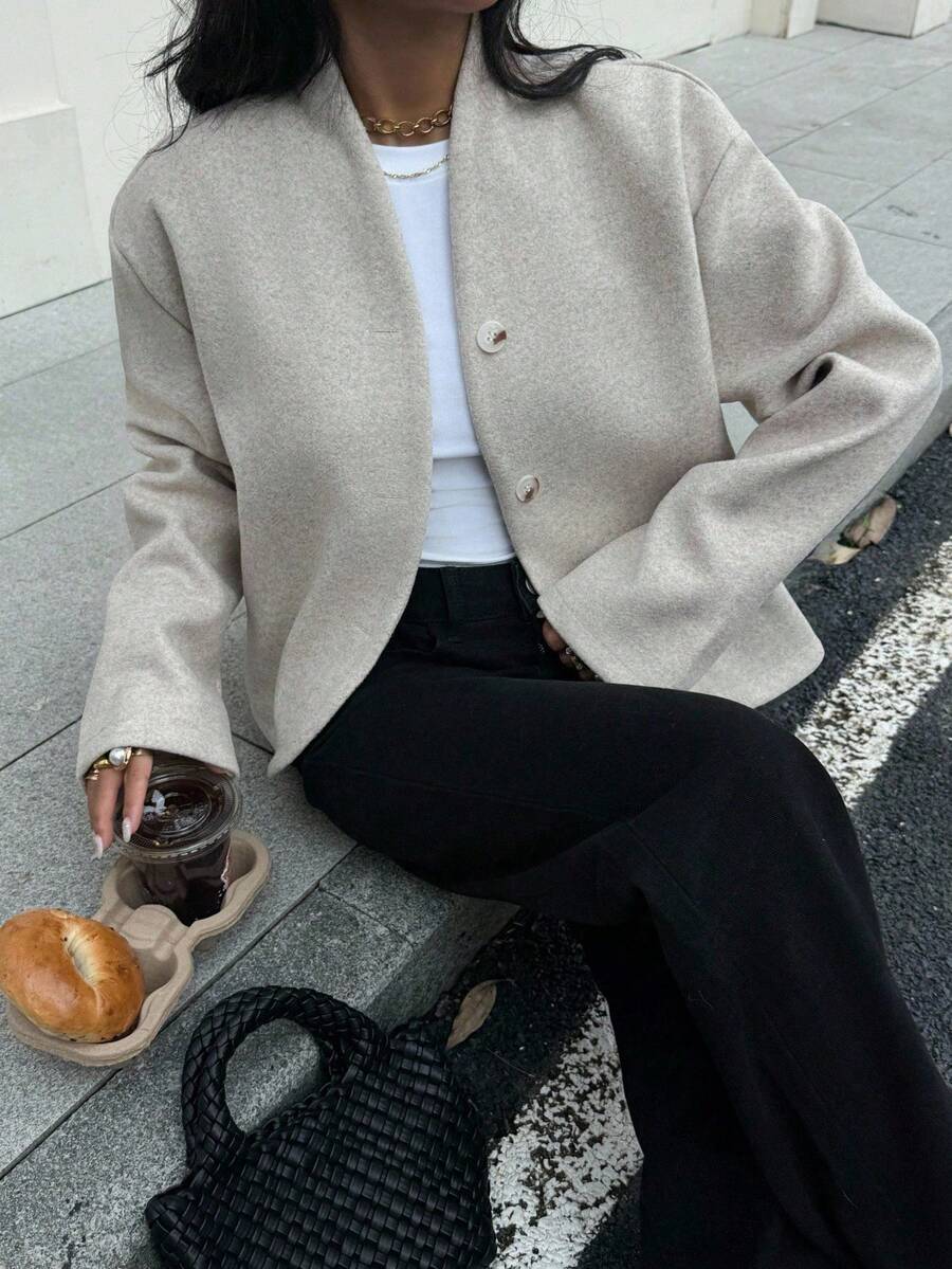 Evelyn Cropped Collared Loose Fit Blazer - view 3