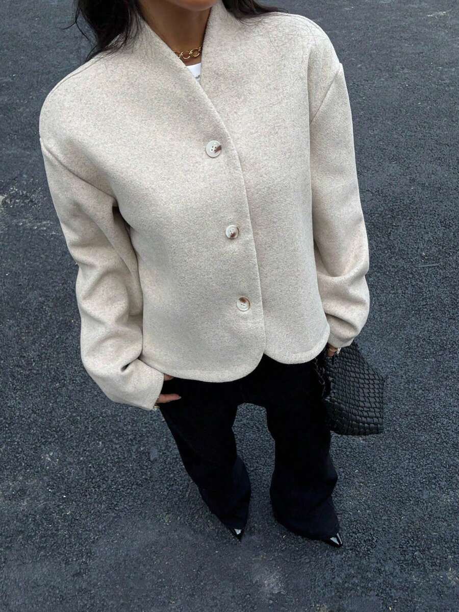 Evelyn Cropped Collared Loose Fit Blazer - view 4
