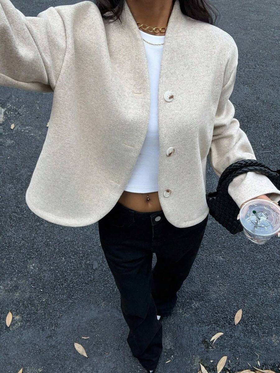 Evelyn Cropped Collared Loose Fit Blazer - view 5