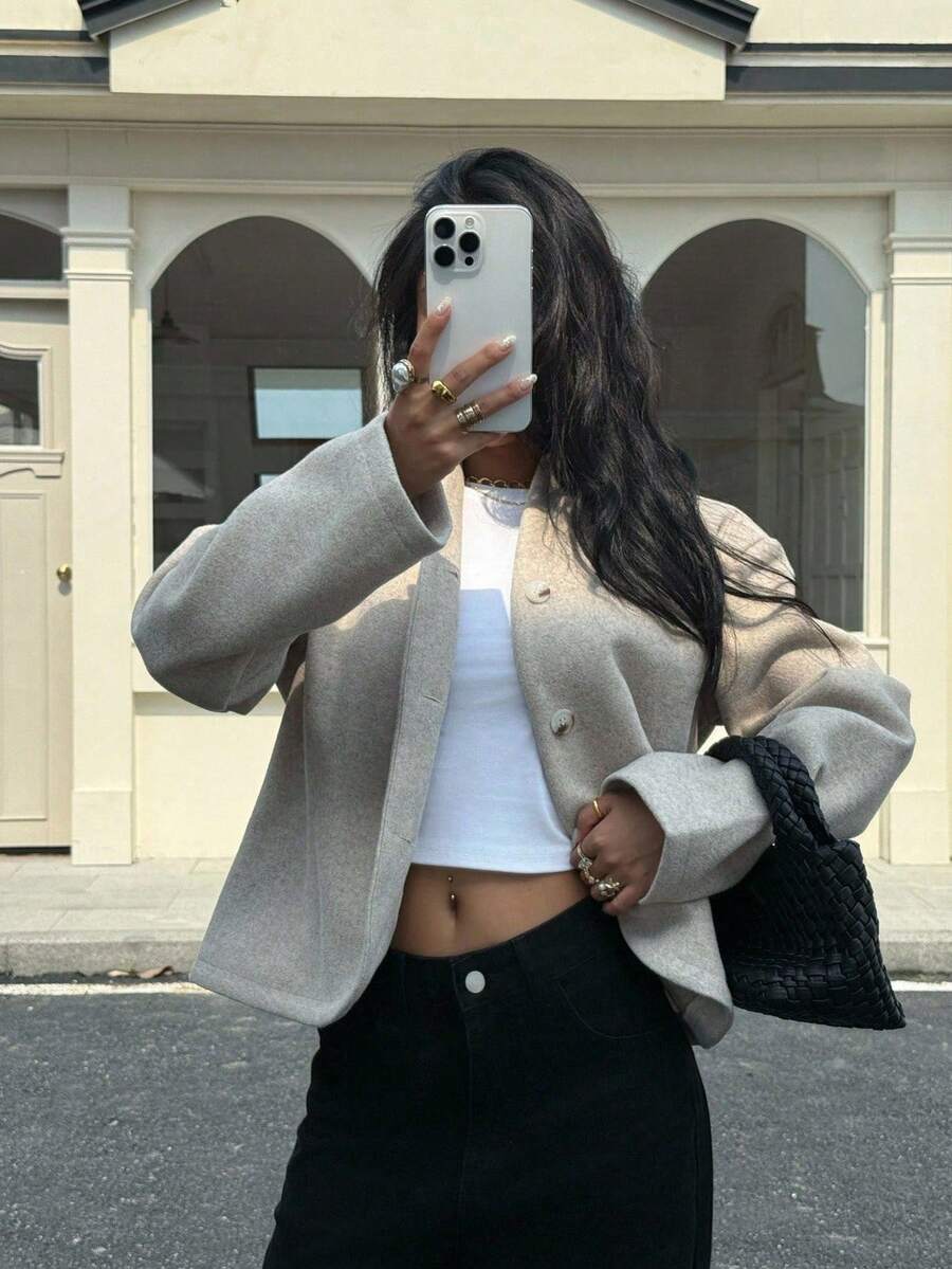 Evelyn Cropped Collared Loose Fit Blazer - view 6