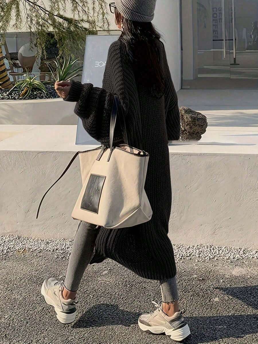 Elodie | Chunky-Knit Open-Front Duster Cardigan Maxi Length