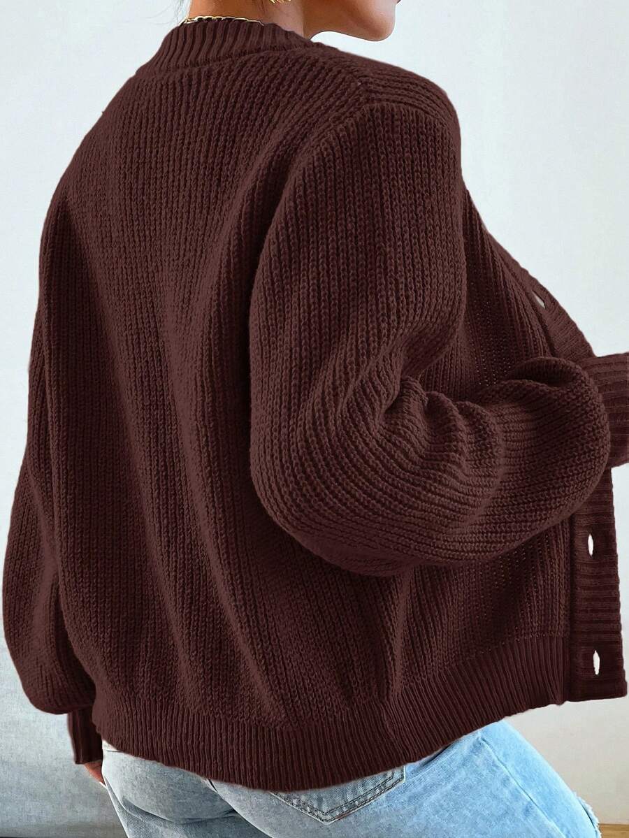 Celeste | Ribbed Knit V-Neck Button-Front Cardigan
