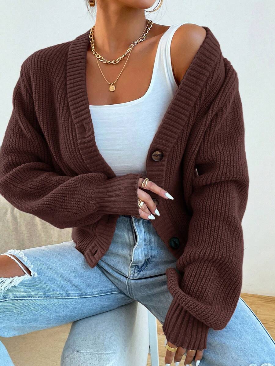 Noor Ribbed V Neck Cardigan - view 13