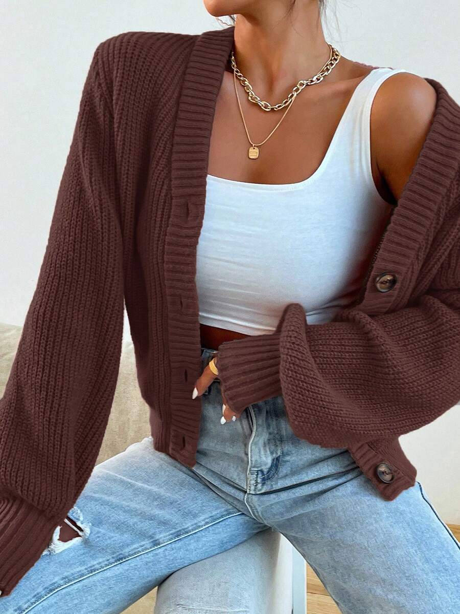 Noor Ribbed V Neck Cardigan - view 15