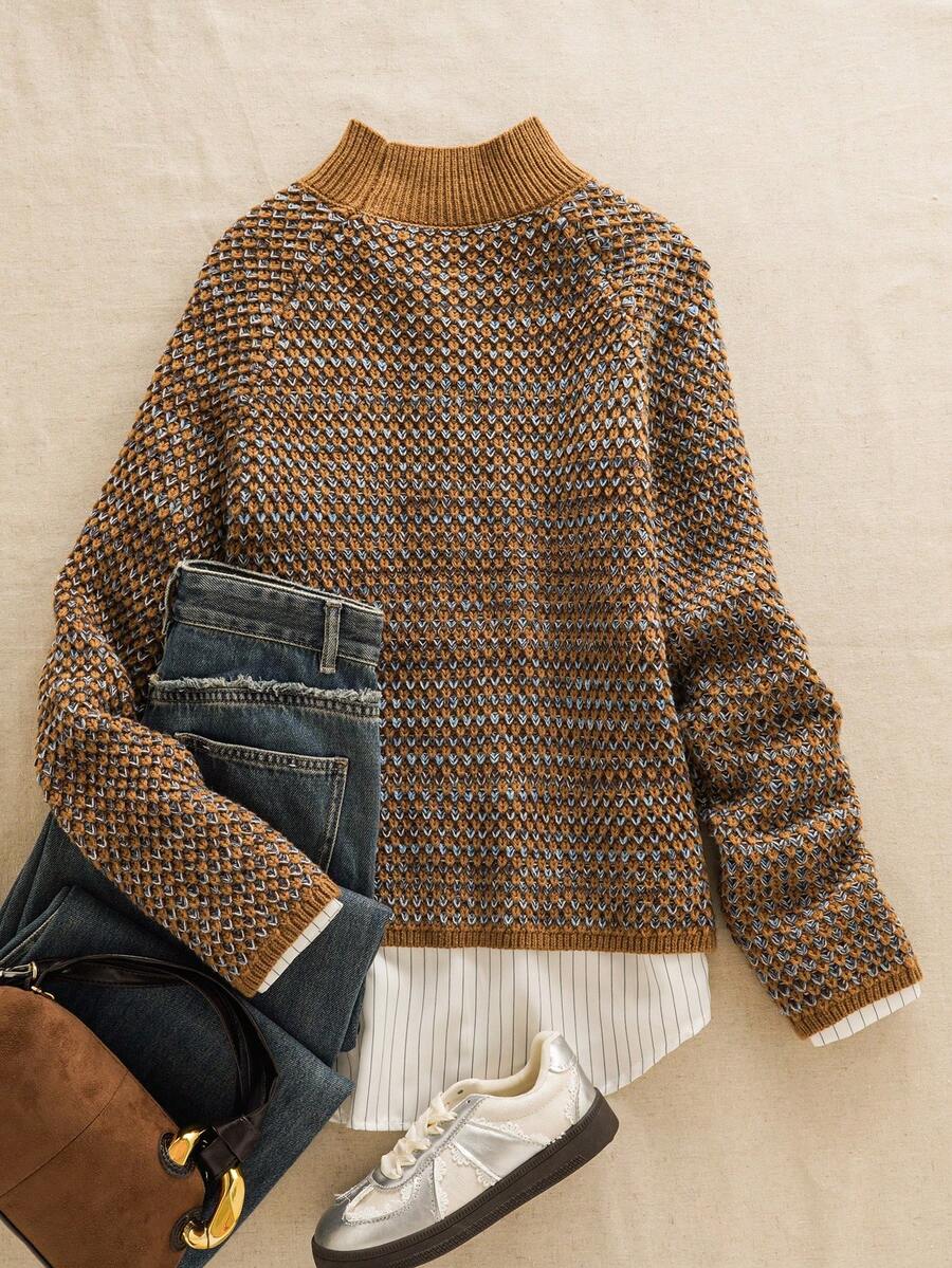 Agnes Textured Turtleneck Drop Shoulder Sweater - view 2