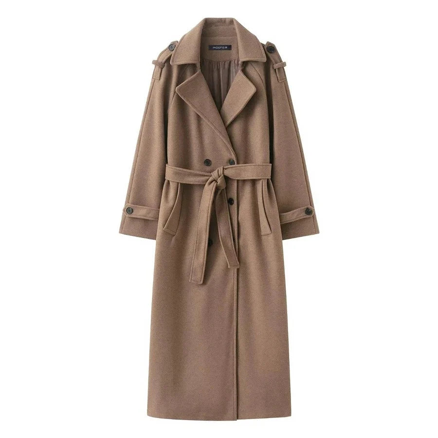Romy Belted Notch Lapel Longline Overcoat - view 8