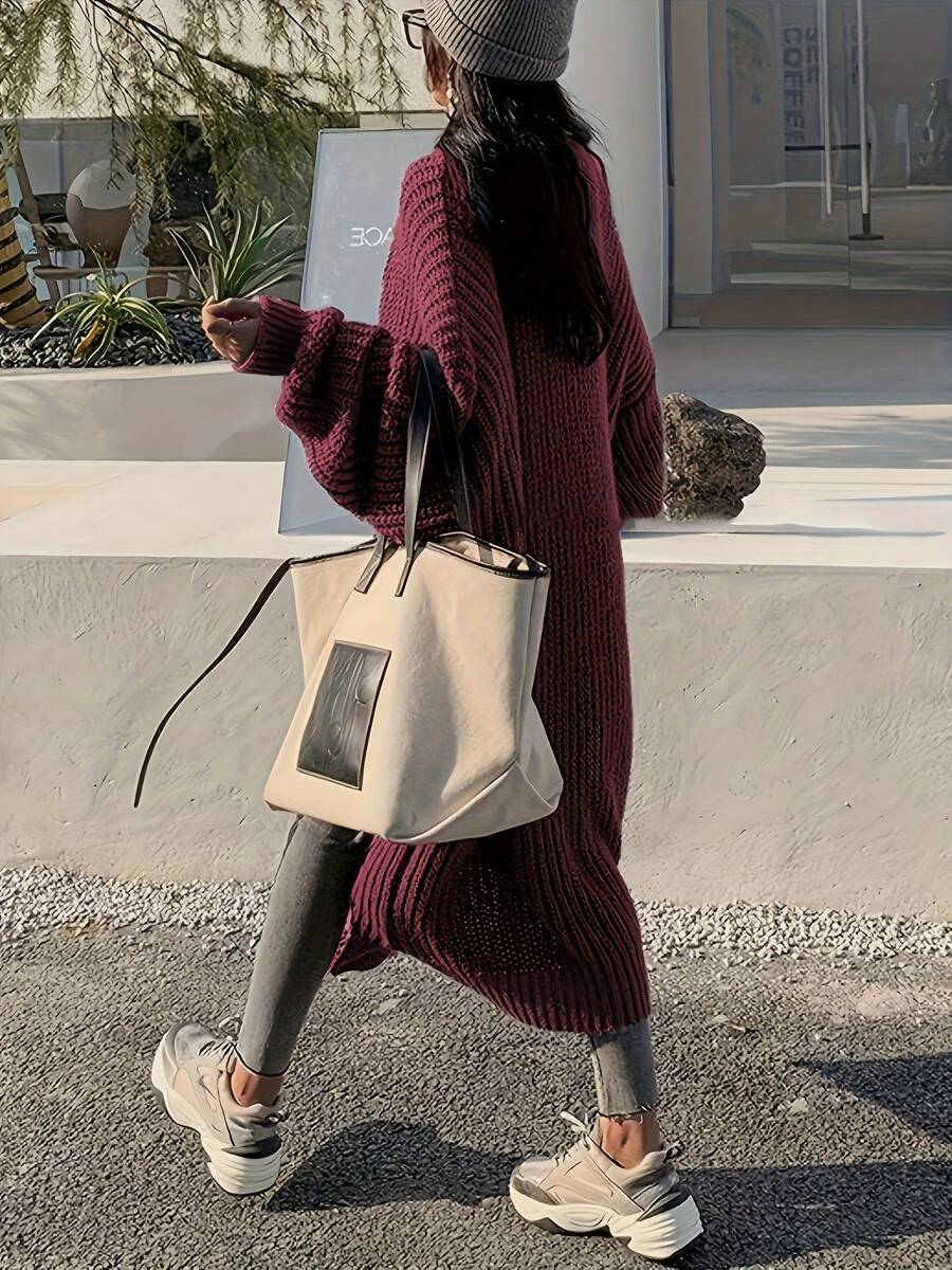 Elodie | Chunky-Knit Open-Front Duster Cardigan Maxi Length