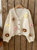 Valentina Button Front V Neck Cropped Cardigan - view 2