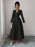 Nora Notch Lapel A Line Dress - front view