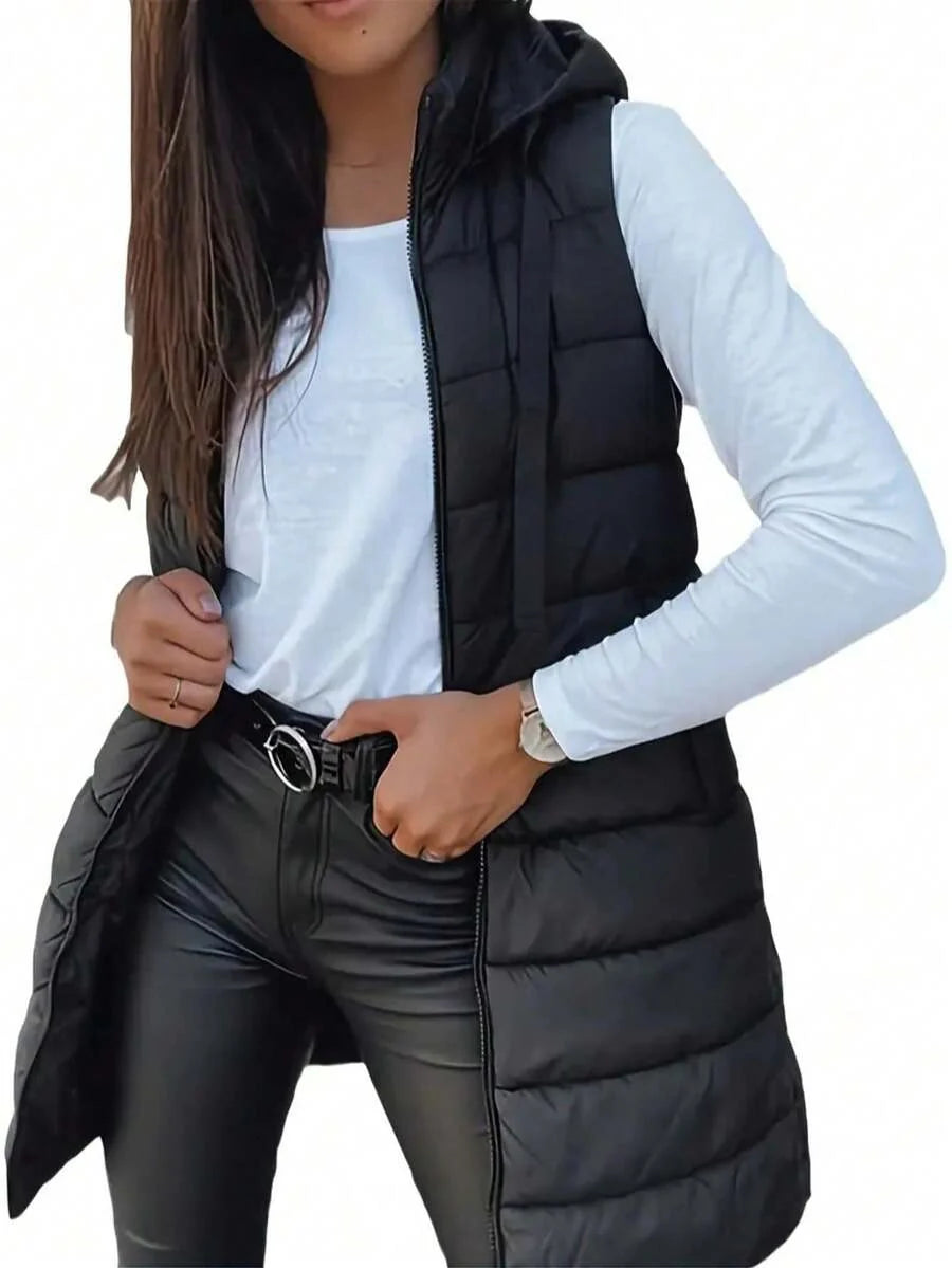 Layla Padded Longline Zip Front Sleeveless Vest - view 2