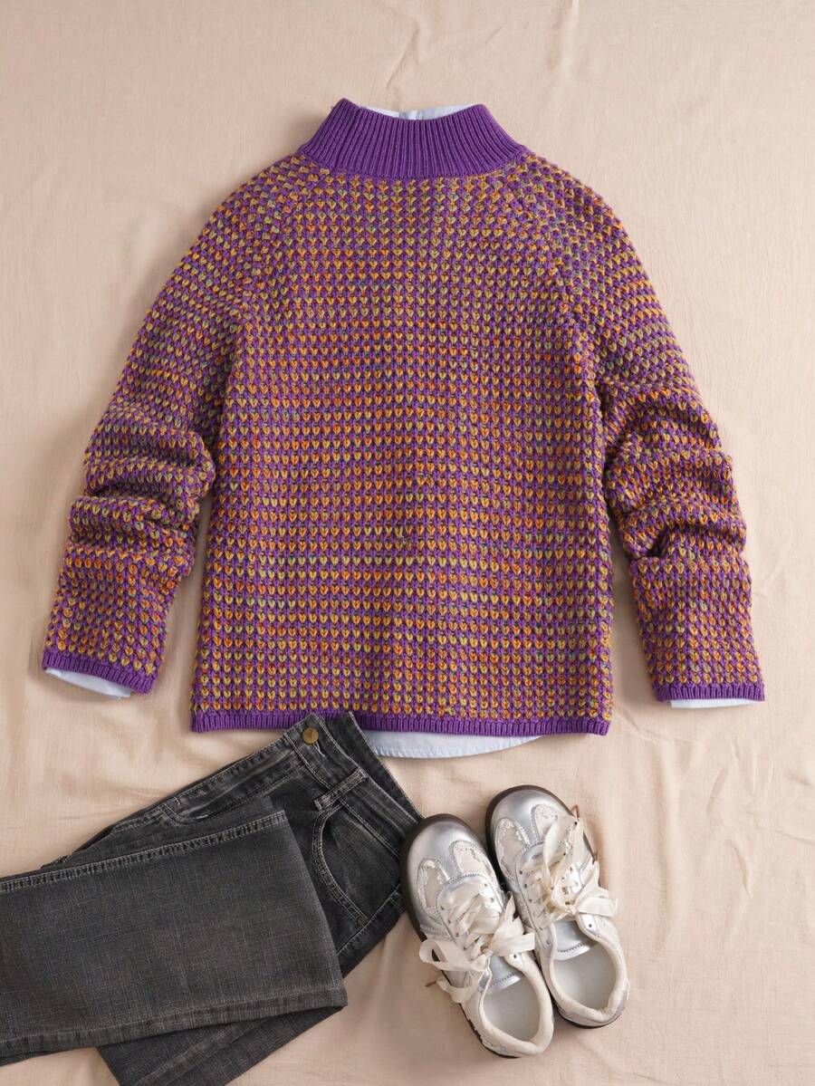 Agnes Textured Turtleneck Drop Shoulder Sweater - view 5