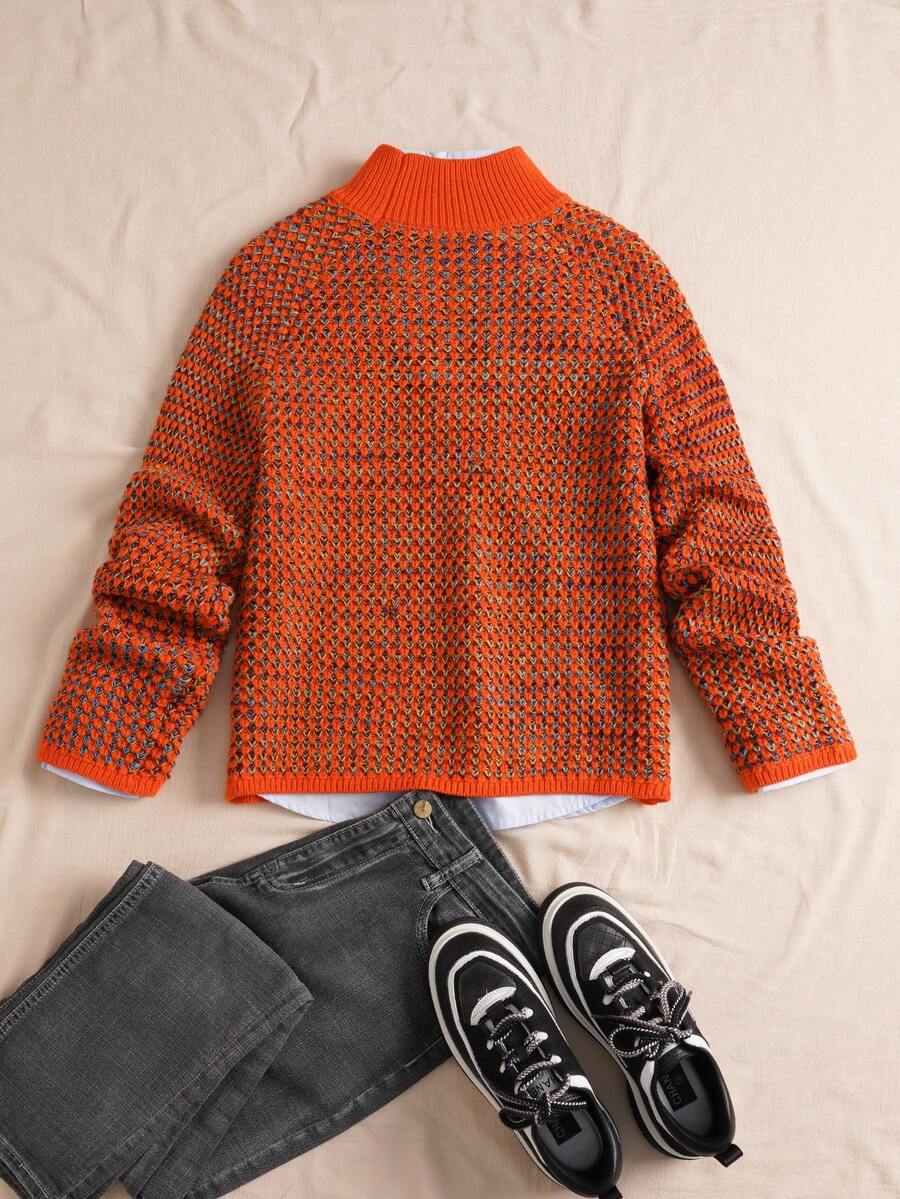 Agnes Textured Turtleneck Drop Shoulder Sweater - view 7