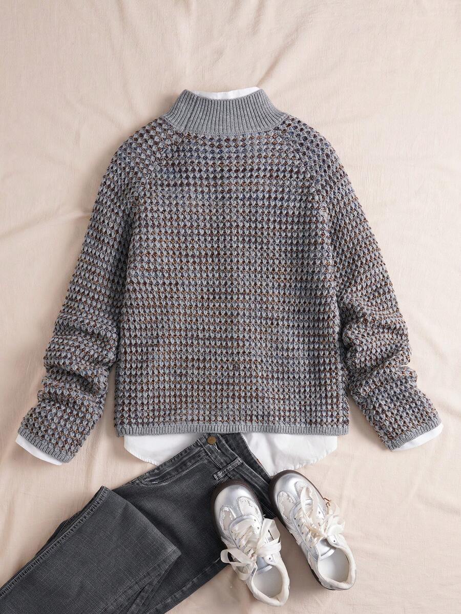 Agnes Textured Turtleneck Drop Shoulder Sweater - view 9