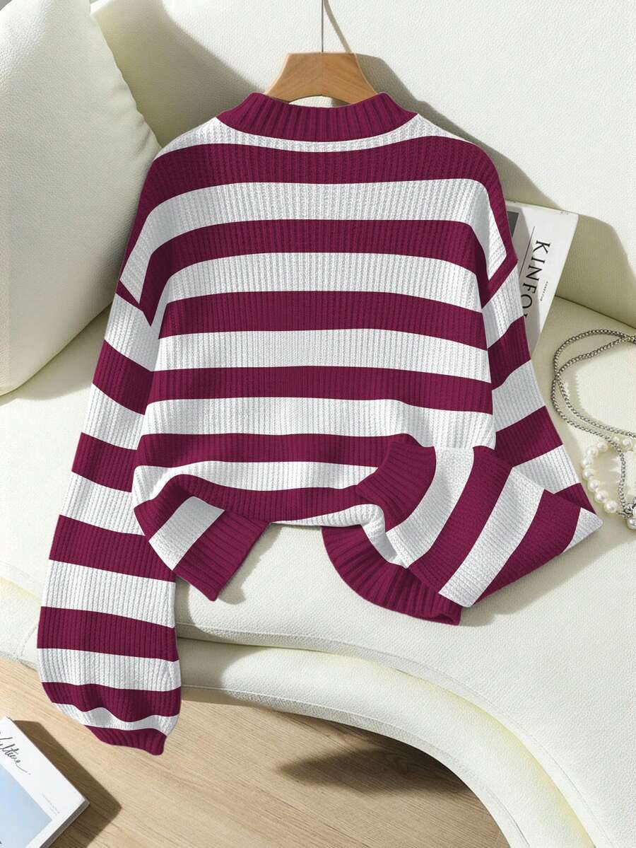 Tove Striped Drop Shoulder Balloon Sleeve Sweater - view 6