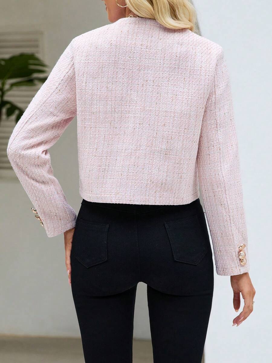 Isabella Cropped Button Front Round Neck Blazer - view 8